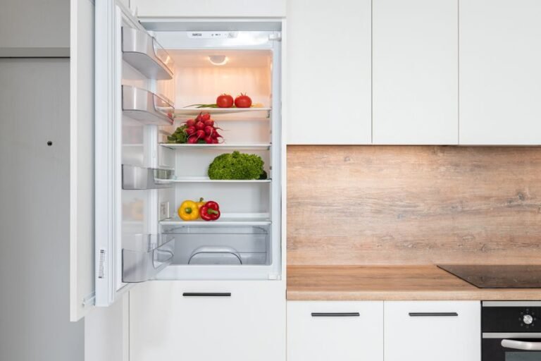 Why Does My Fridge Smell Even After Cleaning and How to Fix It Open refrigerator with door open showing stocked shelves of fresh food