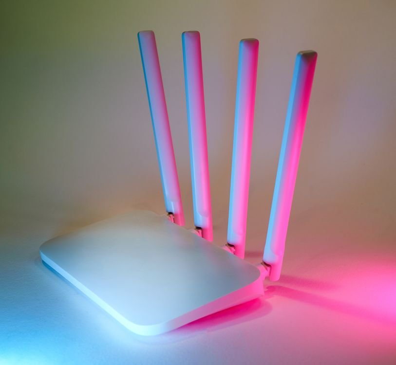 WiFi router placed in an open spot for a stronger TV signal