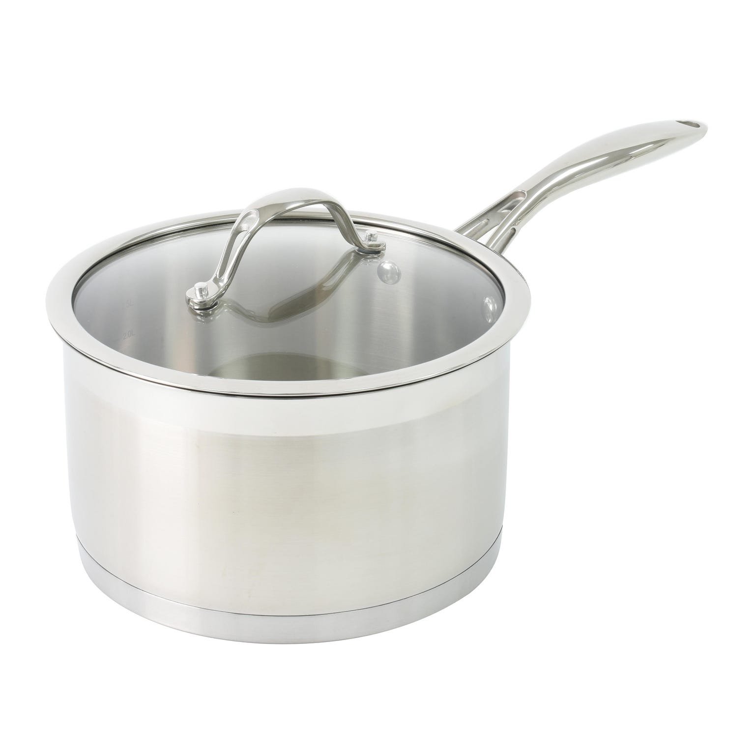 Clean shiny stainless steel saucepan with no burnt residue