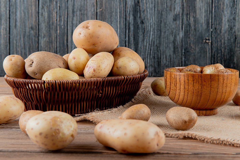 Potatoes stored in a ventilated bag so air can circulate